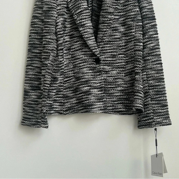 Calvin Klein Womens Black/White Tweed Knit Blazer Button NWT Textured Boucle 14 - Picture 3 of 16